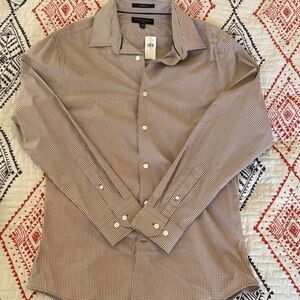 Banana Republic Men's Brown Checkered Dress Shirt